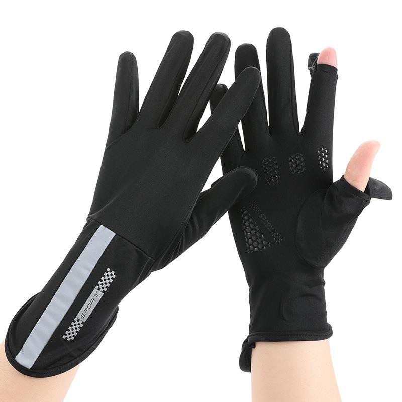 Sunscreen gloves women's UV protection thin summer ice silk fashion hand sleeves outdoor cycling leaking finger sunscreen gloves