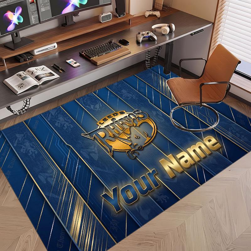 Custom Rug Leeds Rhinos Pattern Print Name Text Soft Non‑Slip Floor Carpet for Home Indoor Decoration