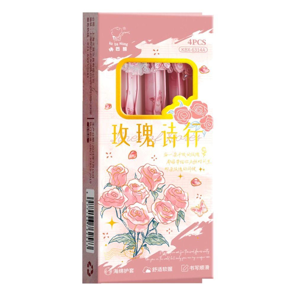 4PCS/Set Soft Grip Gel Pen Press Type Writing Tools High Quality Neutral Pen  School Office