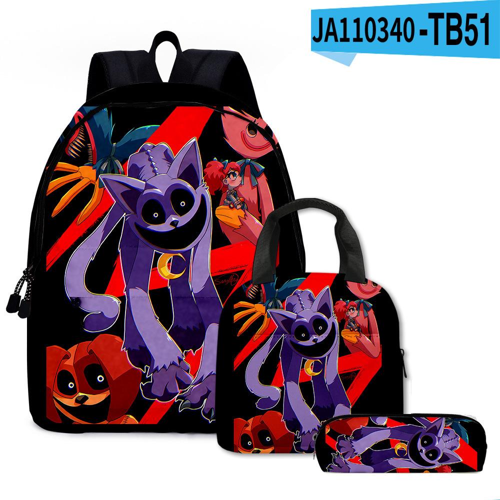 3Dsmilingcritters Horror Smiling Animals Backpack Schoolbag Pencil Case Satchel Three-Piece Set Pencil case