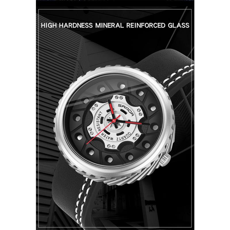 New Watch Men's Belt Business Quartz Watch Hollow Large Dial Fashion Personality Trendy Watch