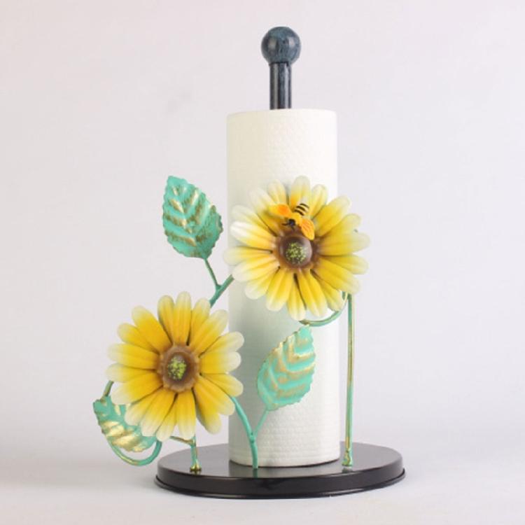 Iron Paper Towel Holder Flowers Christmas Tissue Holder Kitchen Roll Paper Stand Organizers for Kitchen Countertop