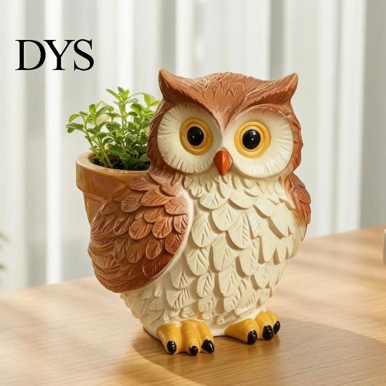 Artistieke Bureaubloemhouders Leuke Cartoon Uil Planter, Kleine Hars Plantenpot, Decoratieve Micro Landschap Plantenpot voor Vetplanten, Binnen Tuin