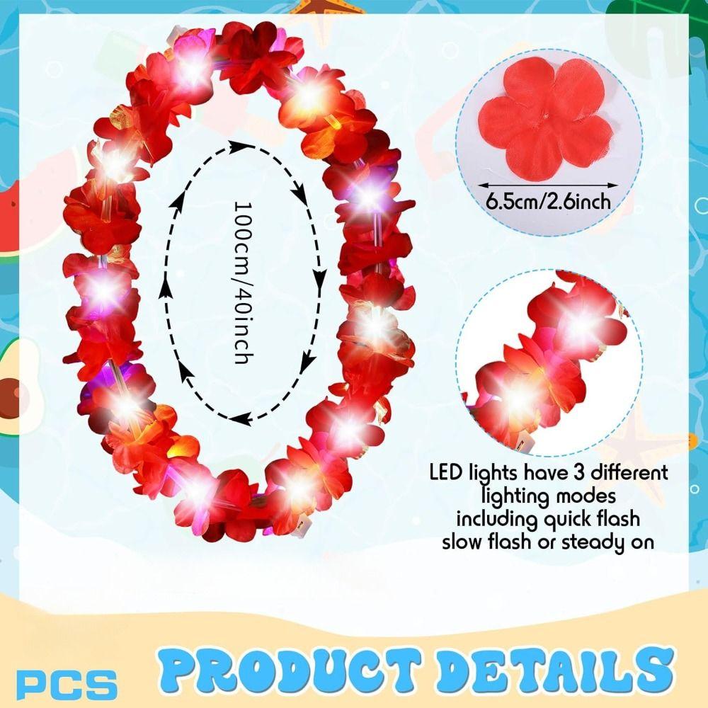 Beach Accessories Flower Wreath Multicolor Light Up Lei Hawai Floral Garland Party Supplies