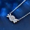 Diamant-Halskette für Damen, 925er-Sterlingsilber, Süßigkeiten-Anhänger, einfacher Schlüsselbein-Halsband, Schmuck, neu