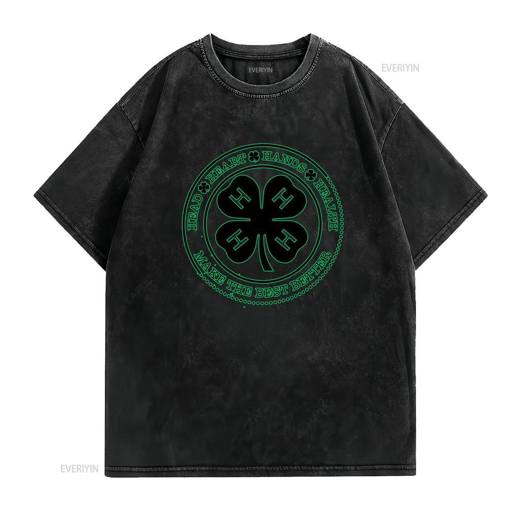 4 H Life T Shirt Mom Dad Lucky Goat St Patricks Day Cow 4H Uncle Handmade  Vintage Washed Stylish Casual Soft Designer Clothes