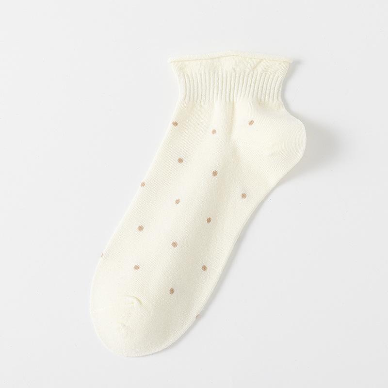 

Polka Dot Socks, Women s Spring and Autumn Short Socks, Sweat-absorbing, Odor-proof, Rolled Edges That Don t Come Off, and Versatile Socks for Boats 1 pair молочный белый