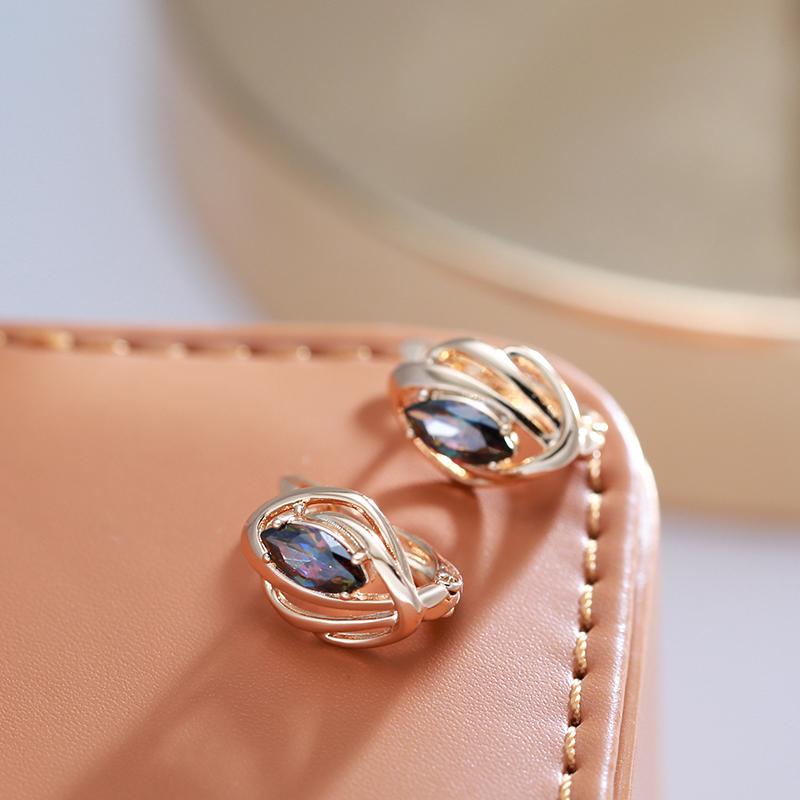 Luxury Colorful Natural Zircon Stone Earrings For Women  Rose Gold Color Vintage Fine Daily Jewelry Party Fine Earring