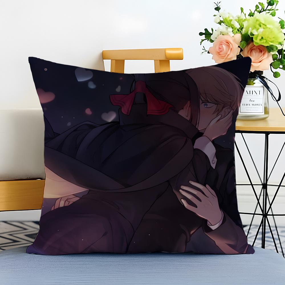 KKaguya sama Love is War Cushion Cover Washable Linen Pillowcase Soft  for Sofa Bed Cozy Home Room Decor