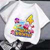 Kirbys Baby Cotton T-Shirt Kids Summer Top Cute Game Clothing Boy Girl Birthday Number Tee Anime Clothes Cartoon Letter Top Gift