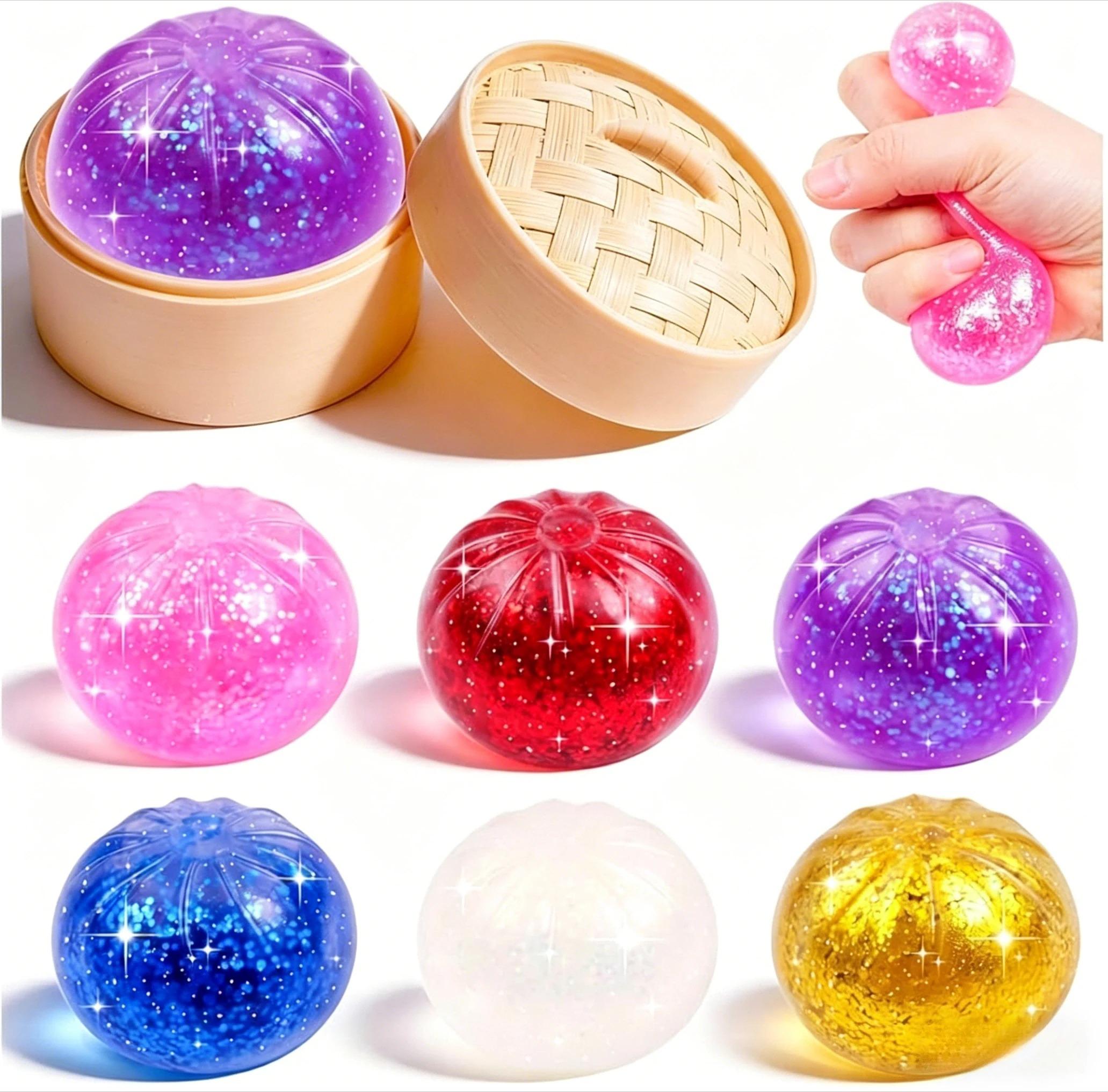 Glitter Stoom Broodje Squishy Speelgoed met Stoompan Zacht Rekbaar Anti-Angst Stressverlichting Sensorisch Fidget Speelgoed voor Feestbedankjes Cadeaus multi