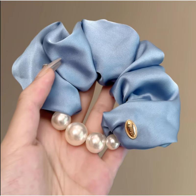 

Элегантные жемчужные резинки для волос в виде толстой кишки, атласная повязка на голову, женское, девичье, милое украшение для волос, держатель для хвостика, резинка для волос, аксессуары для волос синий