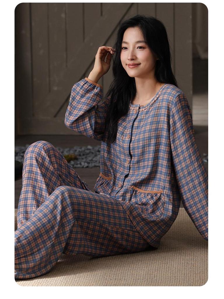 Women's Long Sleeve Pajama Set with Chest Pads - Cloud Cotton, Spring/Autumn, Casual & Stylish for Indoors or Out