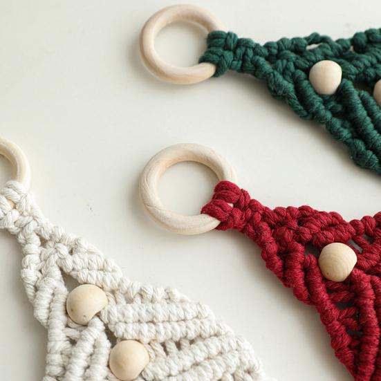 1/3Pcs Christmas Pendant with Golden Bells Colorful Rope Hand-Woven Christmas Tree Shape Seasonal Pendant Holiday Decoration