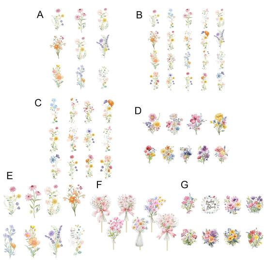 Wildflower Cupcake Toppers Baby Shower Floral Cake Topper Decoration for Baby Shower Birthday Party Supplies