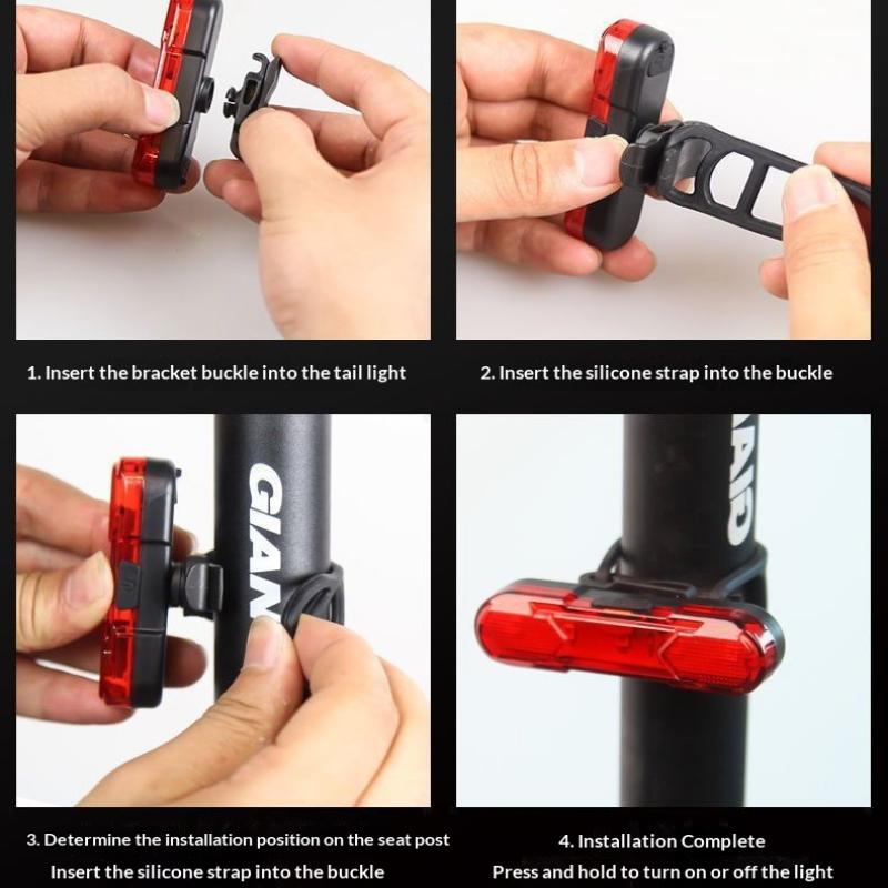 Lampă LED Impermeabilă pentru Bicicletă Reîncărcabilă prin USB Lampă de Siguranță Avertizor Spate Bicicletă Lampă Bicicletă Accesorii Bicicletă