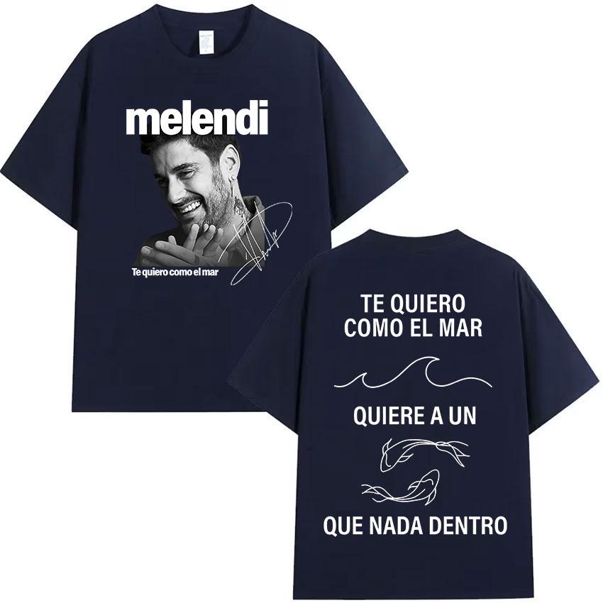 Rapper Melendi Tour Album Graphic T Shirt Men's Retro High Quality Cotton T-shirts Hip Hop Clothing Oversized T-shirt Streetwear