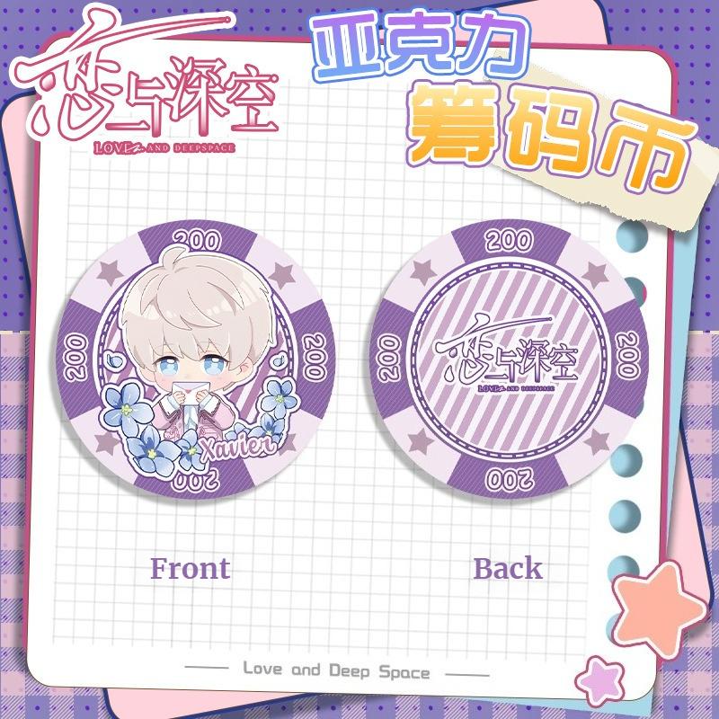 Love and Deepspace Sylus Rafayel Zayne Xavier Caleb 43MM Acrylic Chip Coin Anime Cosplay Double-Side Pattern Game Coin Fans Gift