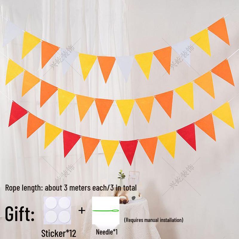 Yellow-Green Felt Pennant Bunting for Kids' Birthday or Kindergarten Decor