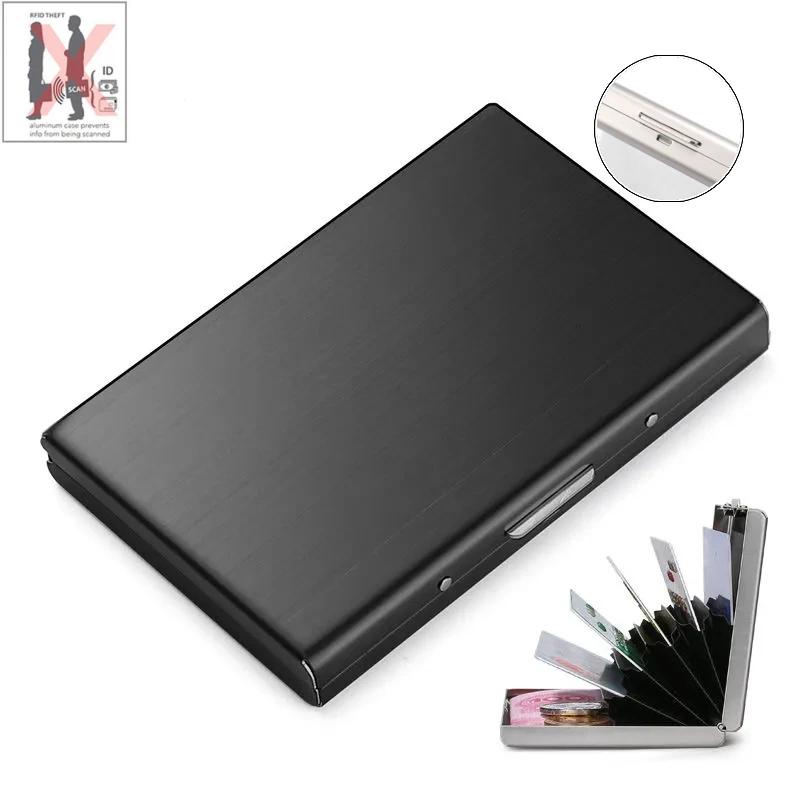 ID Cardholder Fashion Durable 6Card Slots Card Holder Stainless Steel Case Anti-demagnetization Box Portable Organizer Protector