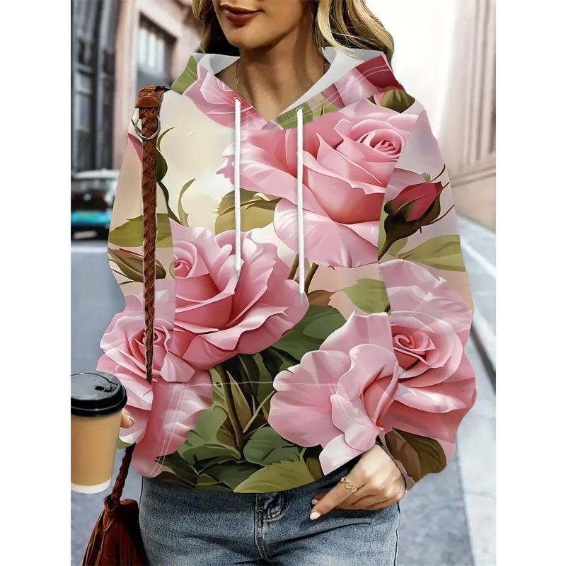 Winter Ladies 3D Flower Printed Hooded Sweater Hoodies & Sweatshirts (women’s)