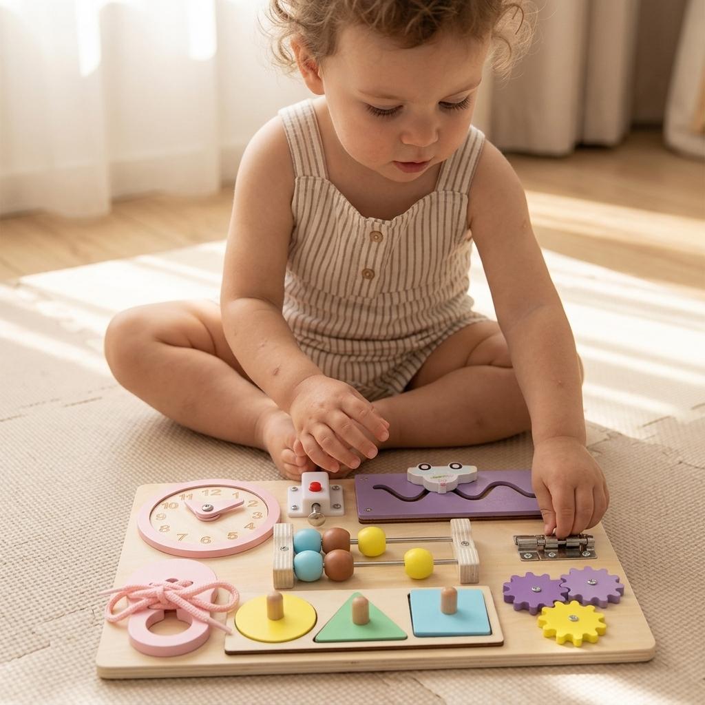 Montessori Locking Toy Busy Board For Toddlers Educational Fine Motor Skills Training