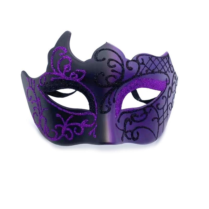 1ks Party Bar Makeup Ball Half Face Pánská malovaná zlatá pudrová maska ​​Třpytivá maska ​​Party Cosplay rekvizity