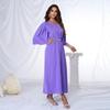 Elegant Long-Sleeve V-Neck Evening Gown - European & American Style