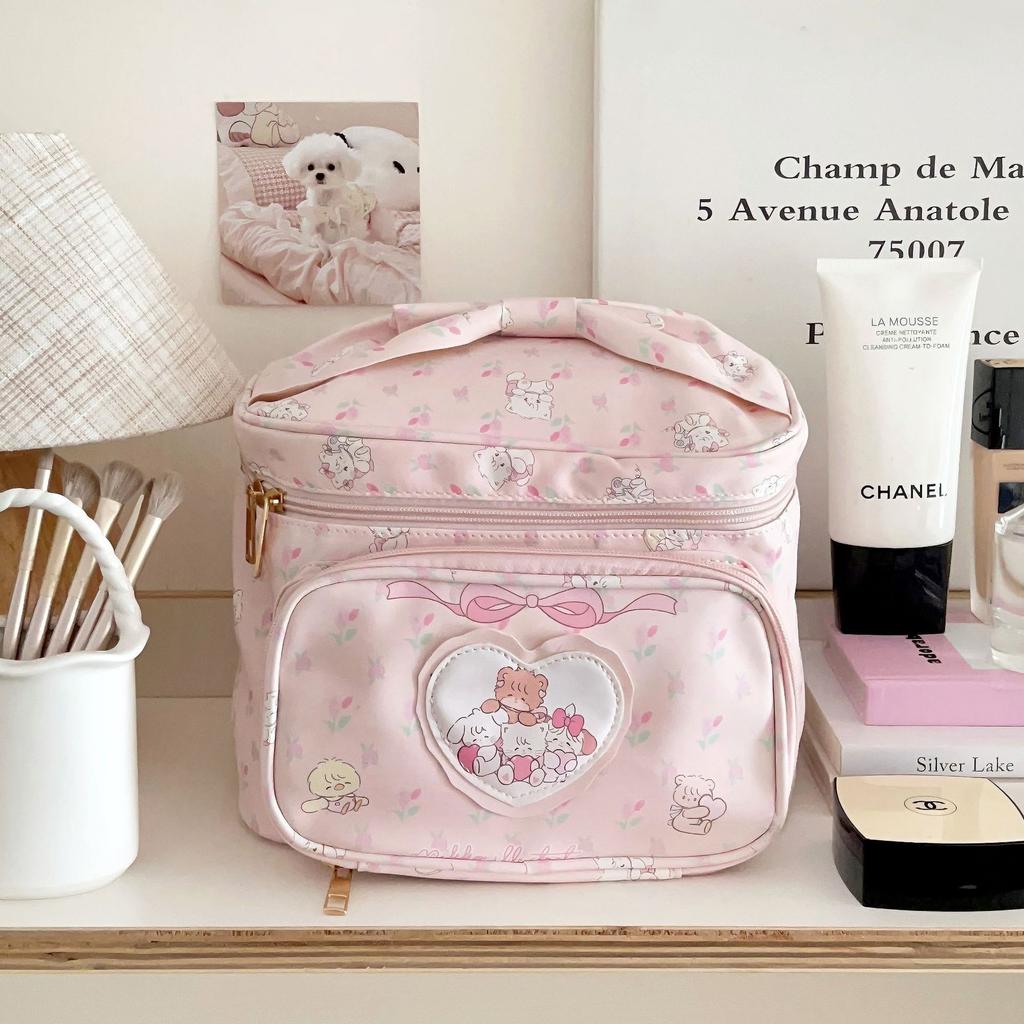 New Cute Princess Cosmetic Bag Women's Storage Bag Large Capacity Travel Square Handbag Women
