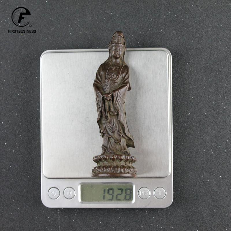 

Антикварная бронзовая статуэтка Гуань Инь, украшение, фигурки Будды из чистой меди, миниатюры, аксессуары для украшения дома, ремесла, коллекции