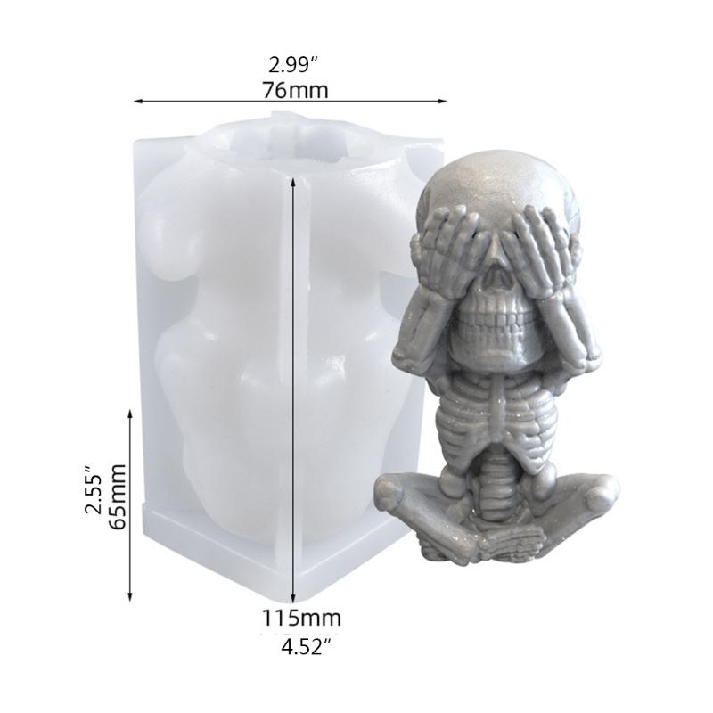 Flexible Resin Mold Skull Shape Ornament Molds Easy Releasing Silicone Texture for Epoxy Creative Table Decorations