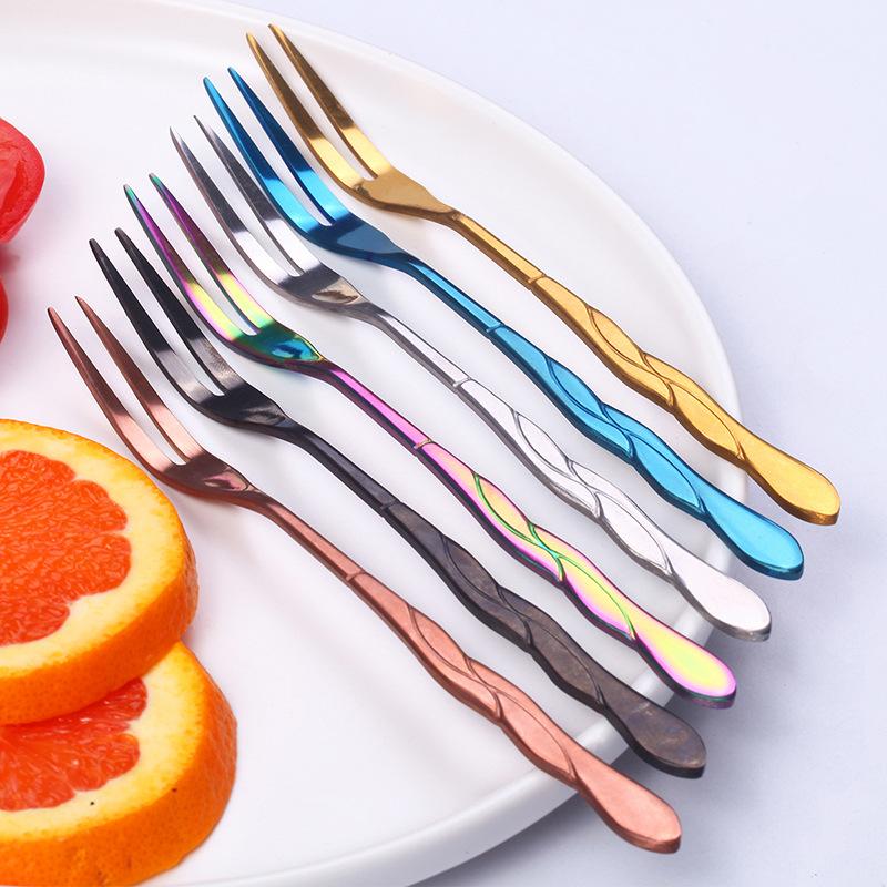 Nordic Stainless Steel Fruit Fork Set 304 Stainless Steel Small Fork Household European Fruit Stick Fruit Snack Fork
