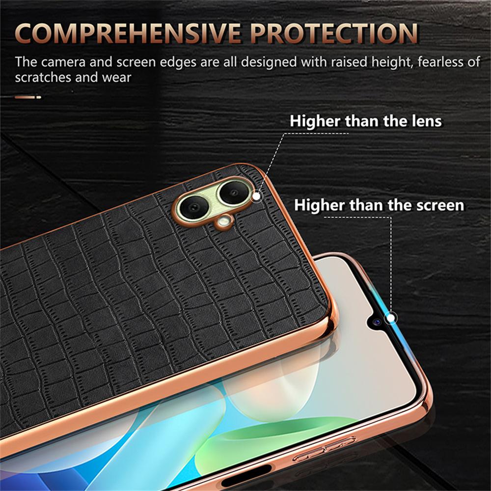 AZNS For Samsung Galaxy A07 4G Case Electroplating Crocodile Texture PU+TPU Phone Cover
