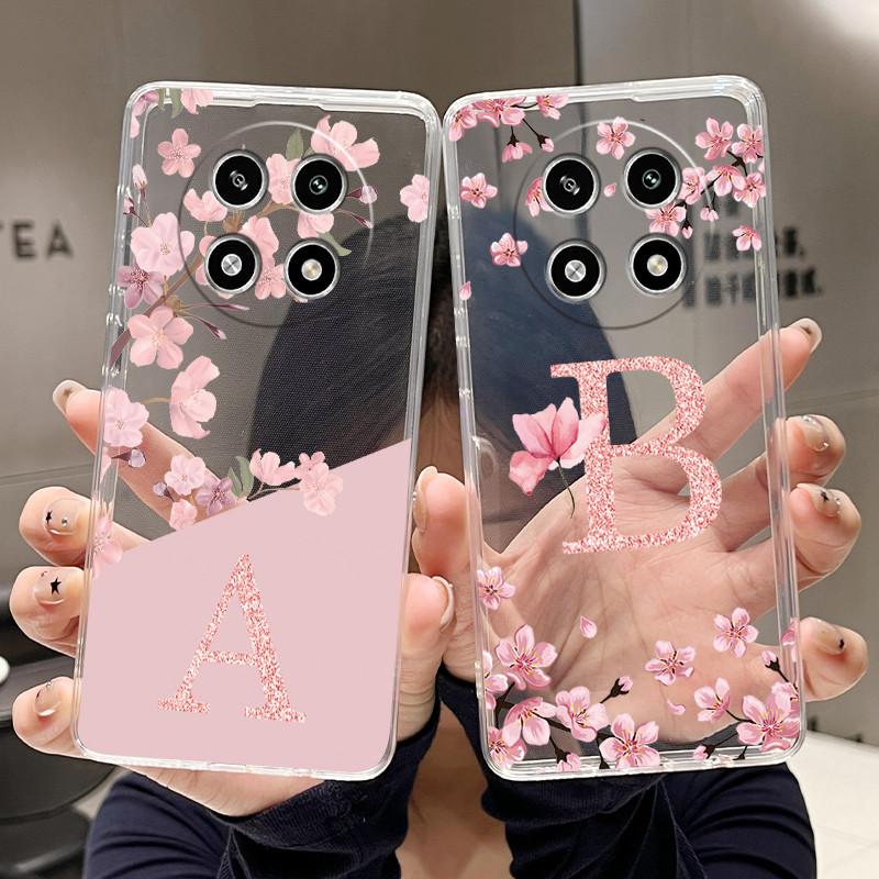 Letter Case For OPPO A2 Pro 5G Capa Coque Fashion Flower Back Cover Transparent Soft Silicone TPU Clear Printing Phone Casing