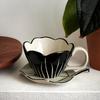 Creative Hand-Painted Tulip Flower Leaf Shape Ceramic Coffee Cup Saucer Personalized Afternoon Tea Latte Cup Saucer Gift