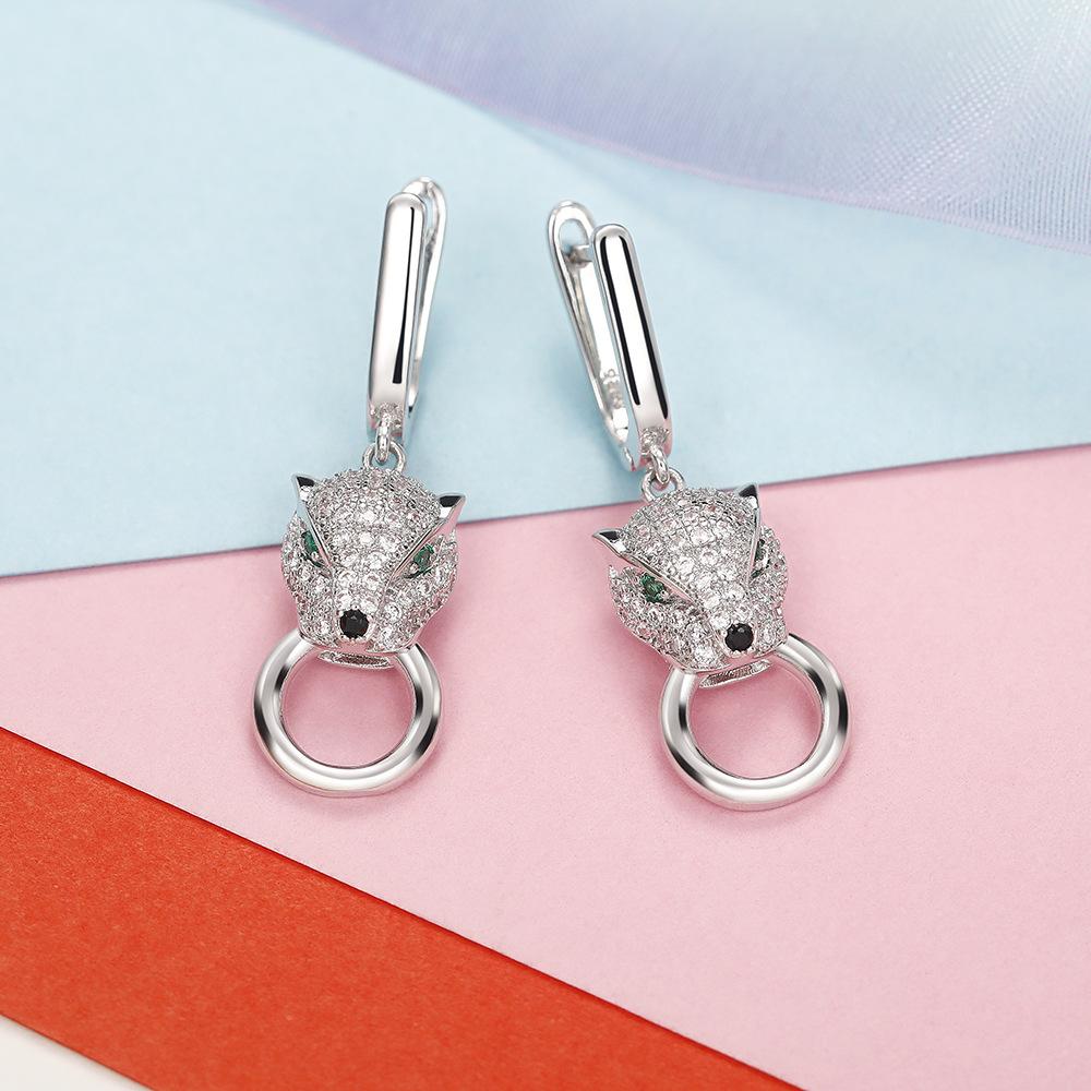 

Особые серьги, Медные серьги с головой дикого леопарда для женщин, Модные серьги с небольшими зелеными вставками для глаз