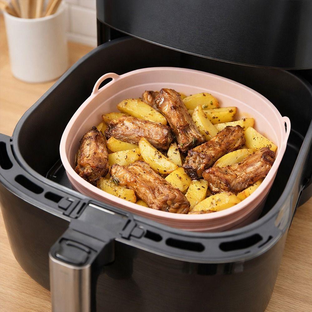 Square Round Air Fryer Silicone Liner Foldable Air Fryer Mat  Kitchen Accessories