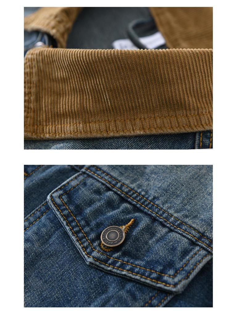 Men's Retro Patchwork Denim Jacket - Loose Fit, Versatile Casual Workwear for Spring and Autumn