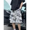 Herren Schwarz Weiß Bedruckte Corduroy Lässige Lockere Sommer Streetwear Mode Bequeme Tägliche Shorts