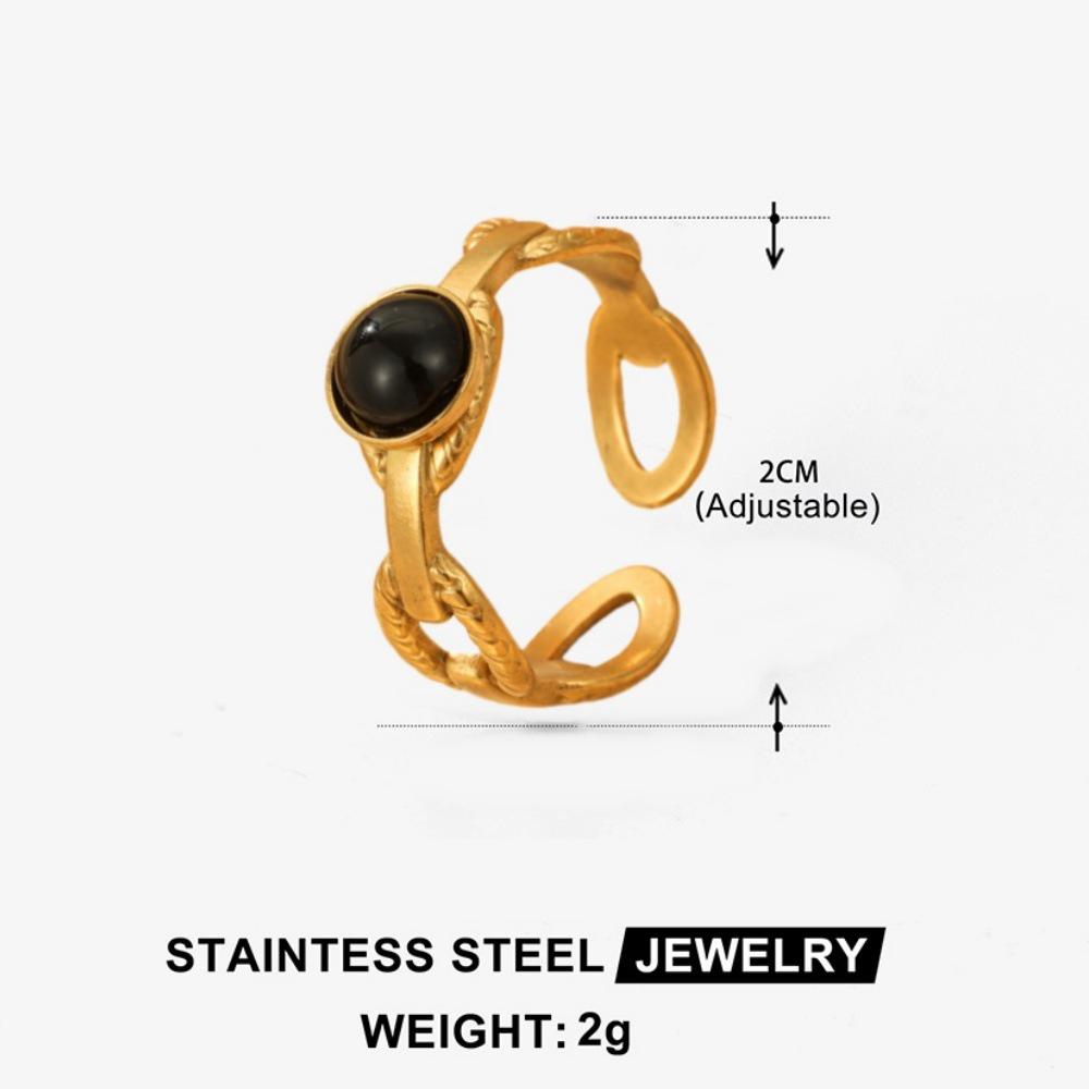Turquoise Stainless Steel Adjustable Geometric Ring for Women