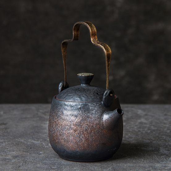 240ml Retro Ceramic Teapot with Handle Japanese Style Kung Fu Tea Set