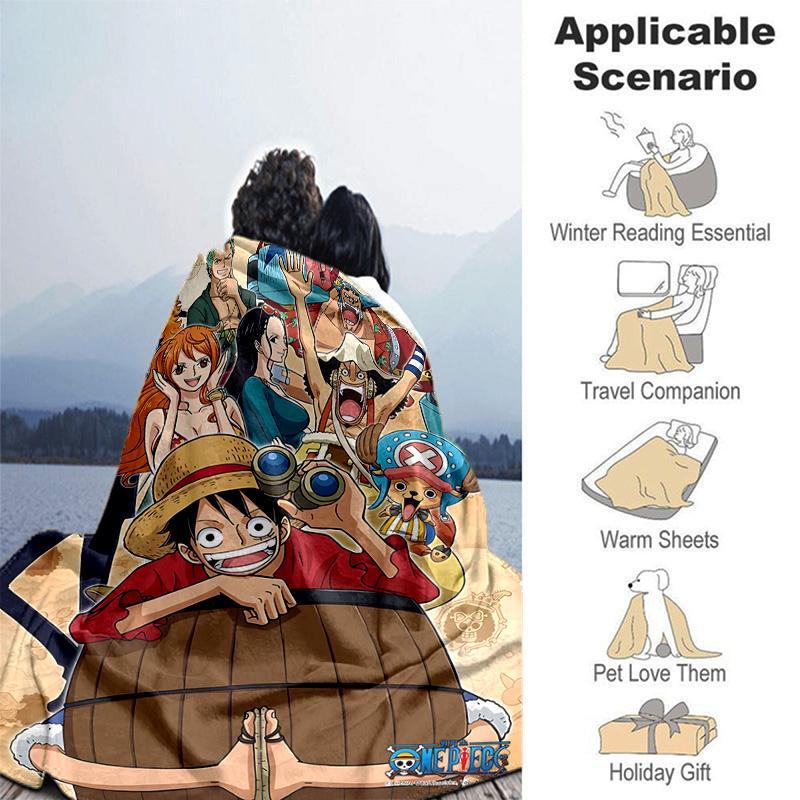 1pc One Piece Adventure Soft Throw Blanket Flannel All Season Light Weight Living Room/Bedroom Warm Blanket. M7270160