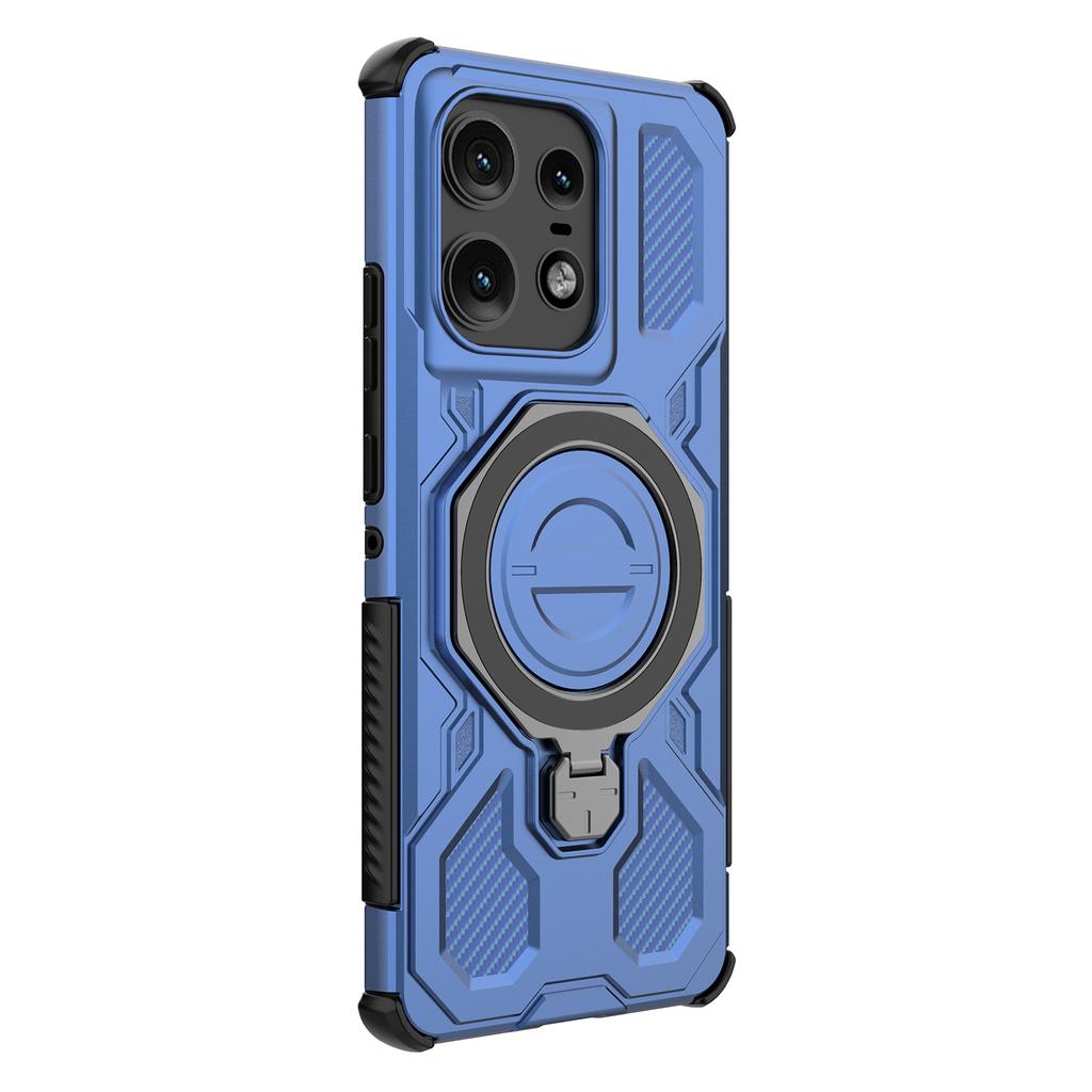 For Motorola Edge 50 Pro 5G Magnetic Case Rotating Metal Kickstand PC+TPU Phone Back Cover