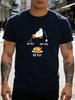Unisex White Tee Funny Chicken Logic Cartoon Art Print Short Sleeve Loose Casual Basic Top For Young Adult Male Daily Wear Outfit