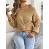 European American Casual Solid Color Off Shoulder Knot Long Sleeve Women Sweater