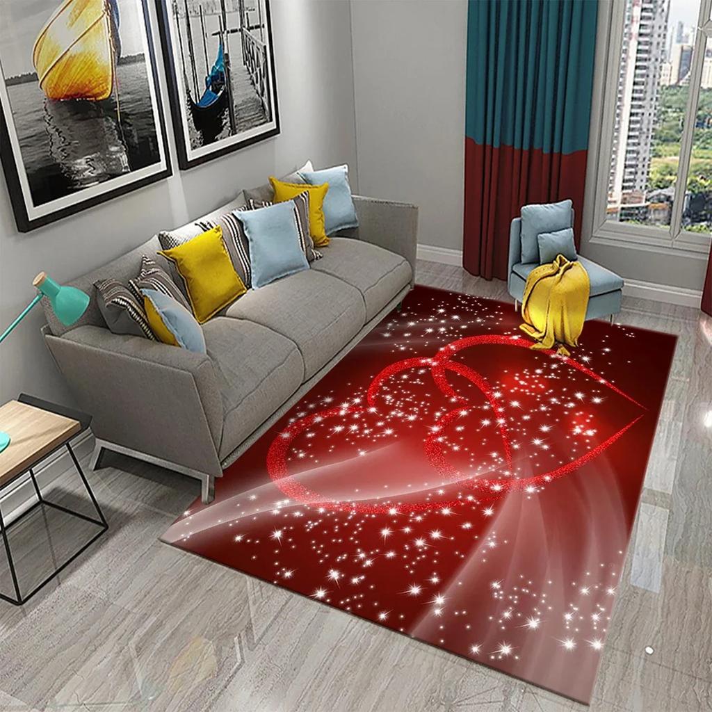3D Buntes Herz Liebe Muster Teppich Badezimmer Anti-Rutsch Bodenmatte Teppich Teppich Wohnzimmer Schlafzimmer Eingang Fußmatte Dekor
