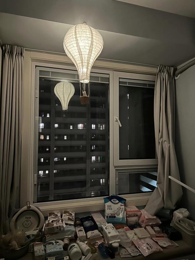 Ins Fabric Hot Air Balloon+String Lights Nordic Children's Room Handmade Wall Hanging Balloon Lampshade Decoration Accessories