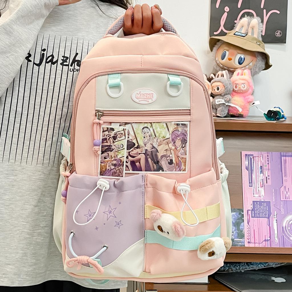 Cute girl heart student school bag junior high and high school Japanese system transparent bar pain bag ins fresh sweet campus backpack