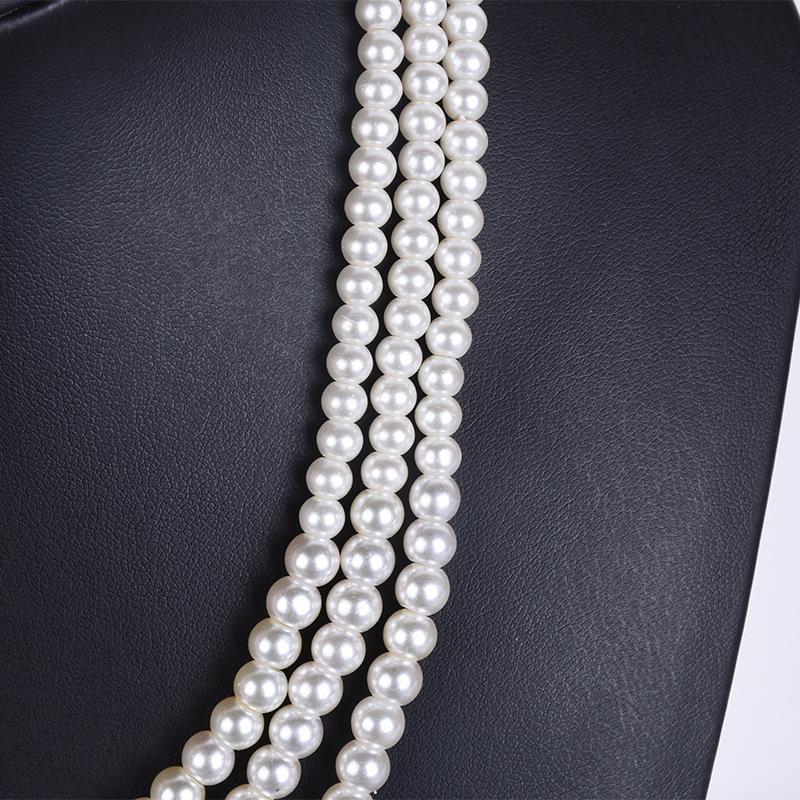 European and American imitation glass pearl necklace sweater chain long multi-layer women