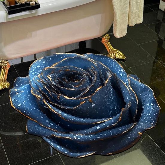 3D Flower Floor Mat Realistic Rose Lotus Area Rug Anti-Slip Decorative Flower Bathroom Rug for Living Room Bedroom Kitchen